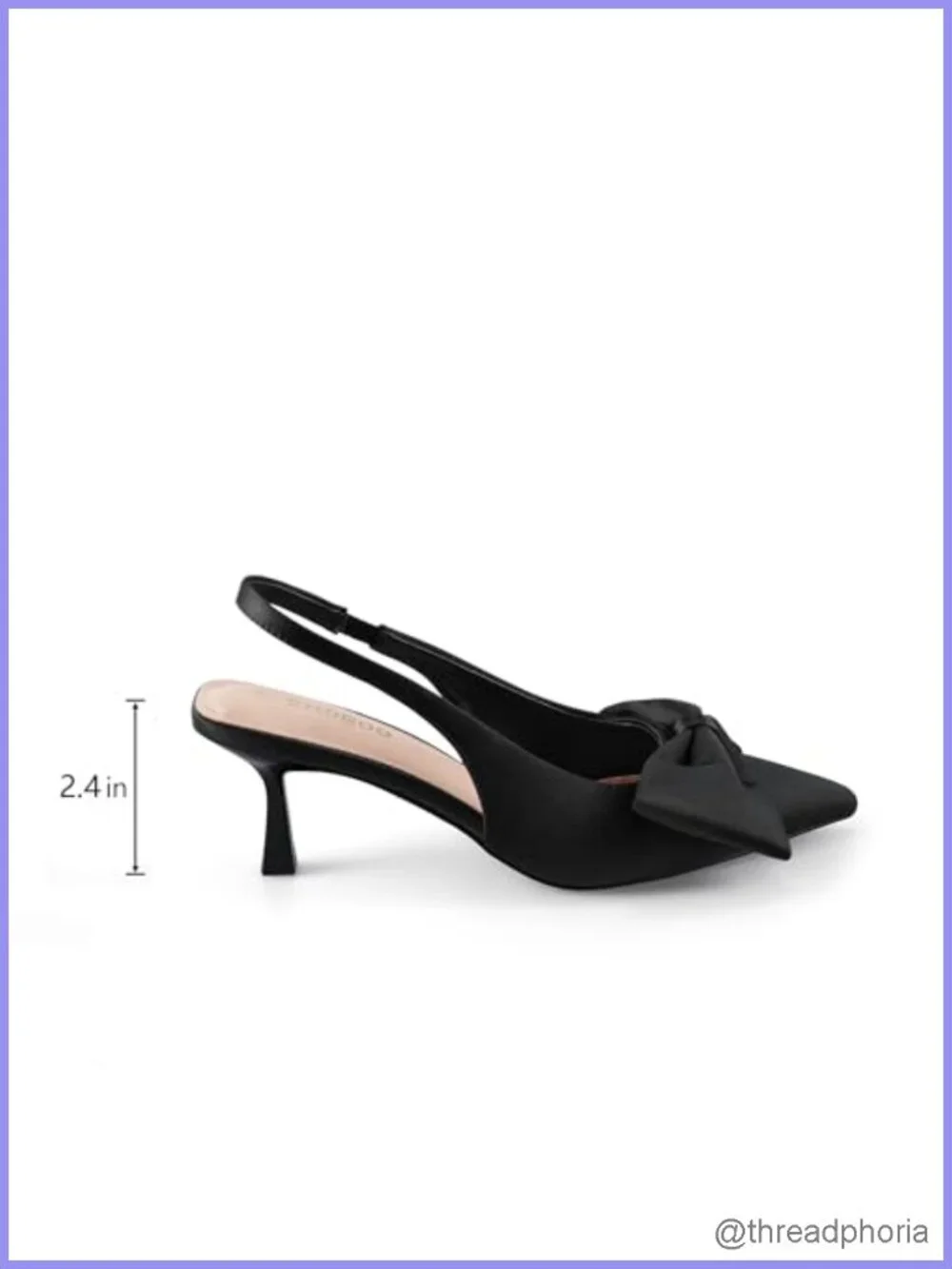 Women's Bow Slingback Heels Pointed Toe Kitten Pumps Dress Shoes with Elastic